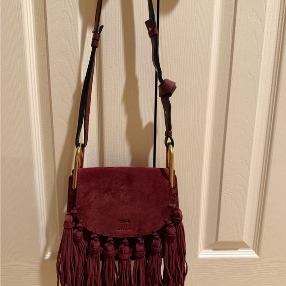 Vintage Burgundy Suede Fringe Bag - Picture 5 of 16